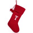 thumbnail image 1 of Christmas Knitted Stocking With Personalised Alphabet Letter Initial For Home Xmas Alphabet Red T, 1 of 9