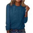 thumbnail image 1 of IROINID Deals T-Shirt à Manches Longues en Polyester pour Femmes Confortable Col Rond Uni T-Shirt Ample Blouse Tops, Marine, 1 of 4