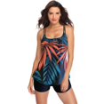 thumbnail image 3 of Women‘s Strappy Tankini Set Vintage Tropical Prints Tankini Top with Bikini Bottom Two Piece Bathing Suits, 3 of 5