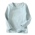 thumbnail image 1 of T-shirts Filles Bébé Garçon Fille Col Rond Manches Longues Doux Hauts Unis Filles Bleu Clair 11-12 Ans, 1 of 2