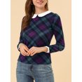 thumbnail image 5 of INSPIRE CHIC Chemise à Carreaux Manches Longues Contrastées Col Peter Pan pour Femmes, 5 of 5