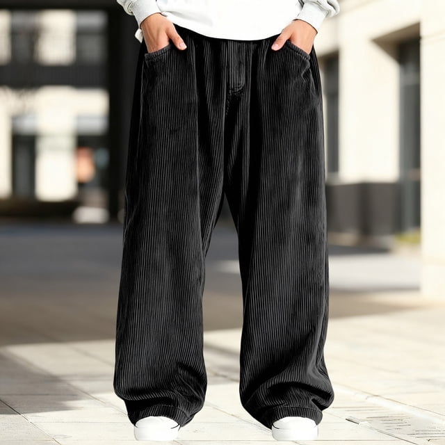 Corduroy Casual Trousers for Everyday Wear with Classic Comfort Fit and Relaxed Straight Leg Design for Men Durable Soft Ribbed Fabric Versatile Bottoms for Business and Leisure