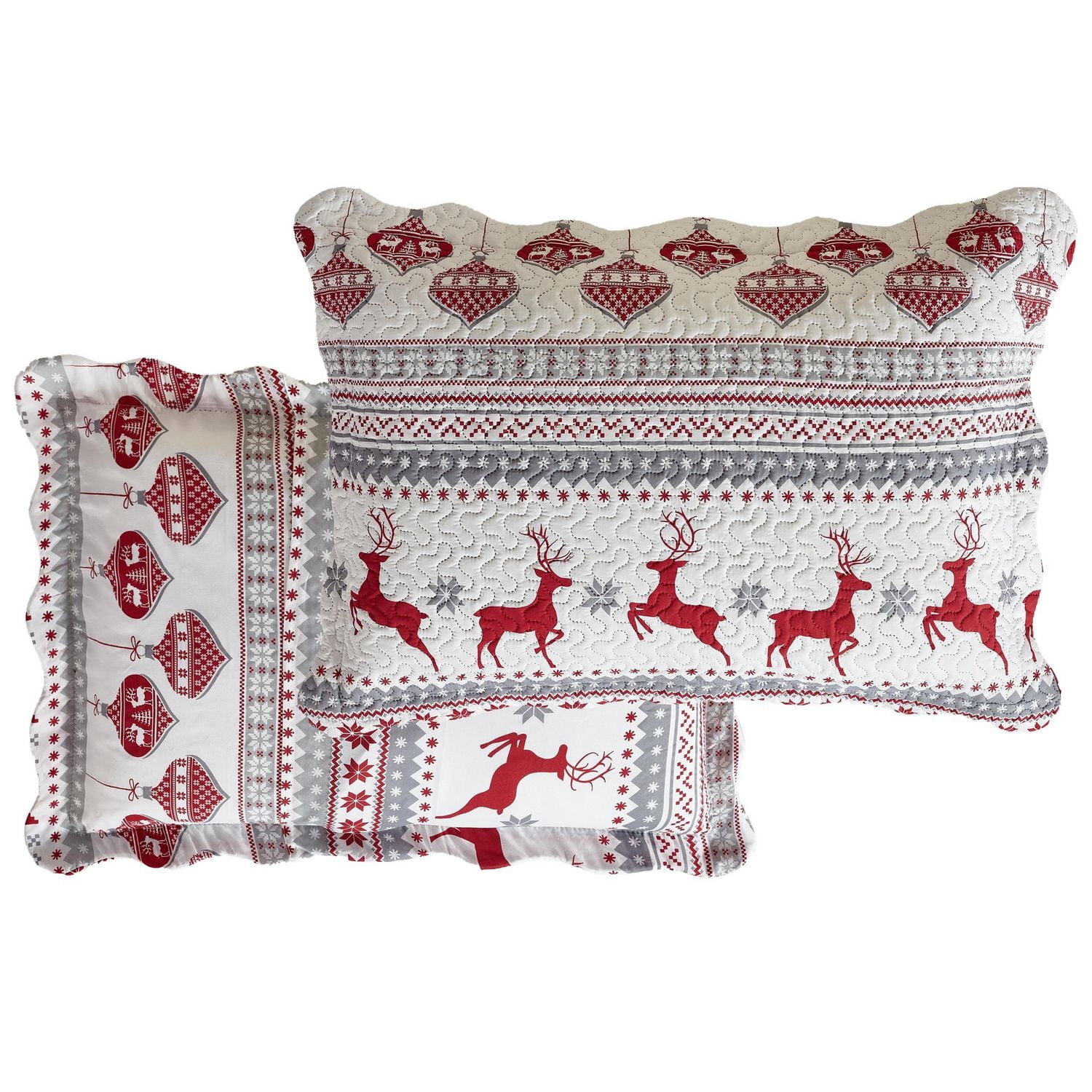 Marina Decoration Rich Printed Embossed Pinsonic Coverlet Bedspread Ultra Soft Bedding Summer Christmas Quilt Set with Shams, Xmas Deer Pattern