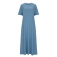 thumbnail image 4 of AherBiu Robe pour Femmes Décontractée à Col Rond, Robe Maxi Fluide à Manches Courtes, Robe Longue Ample avec Poches, 4 of 6