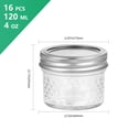 thumbnail image 3 of Garvee 4oz/120ml Mini Mason Jars, 16 Pack Glass Canning Jars with Regular Lids and Bands, Small Glass Jars for Spice, Jam, Honey, Jelly, Dessert, Shower Wedding Favors, DIY Candles Decor, 3 of 7