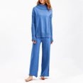 thumbnail image 5 of Timegard Ensemble 2 Pcs pour Femmes, Pull à Col Haut, Manches Longues, Pantalon Large, Couleur Unie, 5 of 5