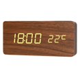 thumbnail image 1 of yuksok Digital Alarm Clock USB/Battery Wooden Setting LED for Office Home Decor Brown, 1 of 9