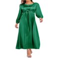 thumbnail image 1 of Femmes Automne Midi Robe à Manches Longues Noeud avant Robe en Satin, 1 of 7