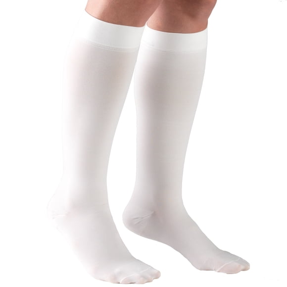 Truform Knee High Stockings, Closed Toe: 20 - 30 mmHg, White, Large