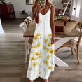 thumbnail image 2 of Robe Maxi à Imprimé Floral pour Femmes Sans Manches, Robes d'Été Décontractées, Col en V, Bretelles Spaghetti, Longue Robe Soleil, 2 of 5