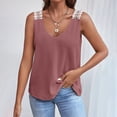 thumbnail image 2 of Birdeem Mode Femmes Décontracté Col en V Sans Manches Dentelle T-Shirt Uni Blouse, 2 of 12