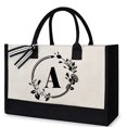 thumbnail image 2 of MesaSe Sac à Main en Toile Mode pour Femmes Imprimé Lettres Fleurs Couleur Frappé Portable, 2 of 6