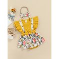 thumbnail image 3 of Xingqing Barboteuse Fleurie pour Bébés Filles, Robe Tutu, Justaucorps à Manches à Volants, Combinaison avec Bandeau, Tenues Jaune 6-9 Mois, 3 of 8