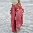 thumbnail image 2 of Yuyuzo Women's Wide Leg Pants Elastic Waisted Drawstring Long Pants With Pockets Ladies Solid Color Loose Lounge Trousers, 2 of 7