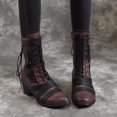 thumbnail image 3 of B91xZ Bottes pour Femmes Rétro Talon Haut en Daim Fermeture Éclair Mi-Mollet, Violet 6.5, 3 of 5
