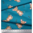 thumbnail image 2 of Soimoi Blue Velvet Fabric Footprints & Mouse Kids Fabric Prints By Yard 60 Inch Wide, 2 of 5