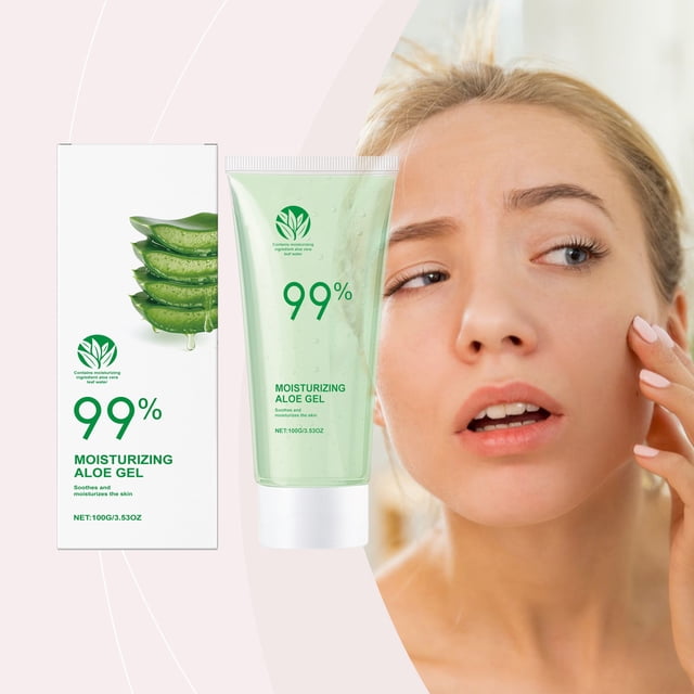 Fresh Aloe Vera Gel for Face & Body - 100g Hydrating, Soothing Gel for Sunburn Relief & Moisturizing - Cool, Refreshing Formula for All Skin Types