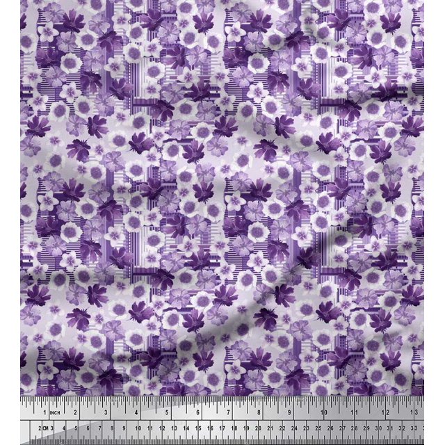 Soimoi Poly Georgette Fabric Floral Flower Print Sewing Fabric Yard 42 Inch Wide