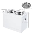 thumbnail image 3 of PawHut Elevated Dog Bowls with Storage, White, Large, 3 of 10
