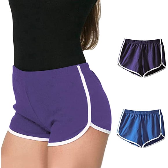 2 Pieces Women Sports Shorts Retro Shorts Active Yoga Shorts Pants With Colored Edges