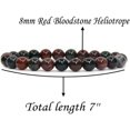 thumbnail image 2 of Natural Red Bloodstone Heliotrop Handmade Gemstone 8mm Round Beads Elastic Bracelet 7" Unisex, 2 of 4
