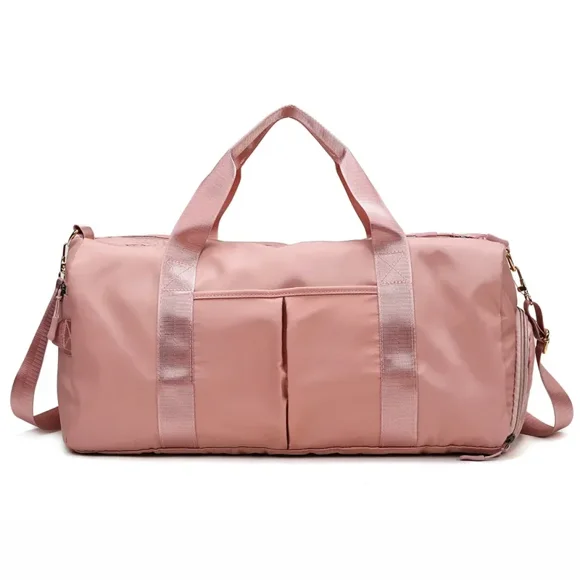 Large Capacity Fitness Bag Travel Bag Sports Bag Travel Yaga Mat Bag Swimming Yoga Bag Dry and Wet Separation pink