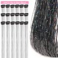 thumbnail image 2 of SUTENGDA 18 Pcs Guirlande de Cheveux à Clipser Extensions de Cheveux 19.6 Pouces Kit de Guirlande de Cheveux à Clipser Résistant à la Chaleur Scintillant Féerique Accessoires pour Cheveux pour Enfants Filles Femmes (Argent), 2 of 7