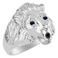 thumbnail image 3 of RYLOS Lion Head Ring Black Diamond Mouth & Gemstone Eyes Fun Designer Rings Sapphire Sterling Silver Jewelry Size 13, 3 of 7