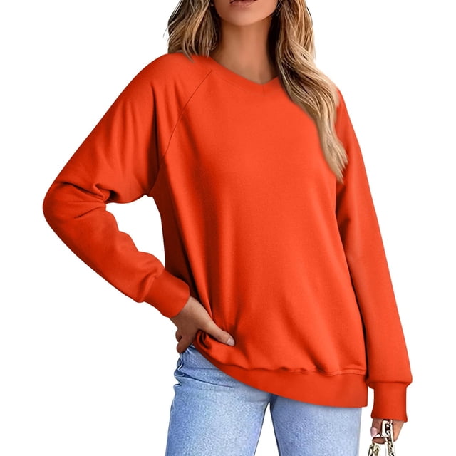 Chandails en Molleton Col en V pour Femmes Manches Longues Décontractées Tops Chandail Oversize