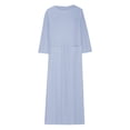 thumbnail image 4 of cfhntfmh Robes en Coton et Lin pour Femmes Décontractées à Col Rond à Manches Longues Longue Robe Maxi avec Poches Grande Taille Robe de Plage Fluide, 4 of 6