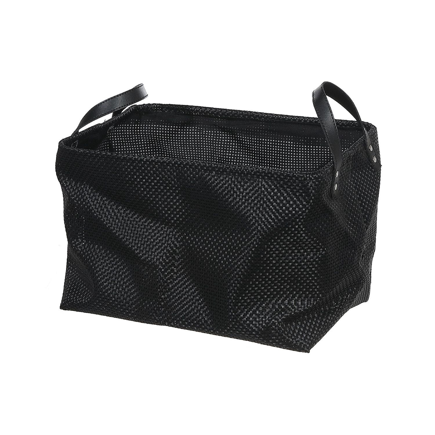 Rect. Panier De Rangement Textilene Avec Poignées (Noir)
