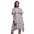 thumbnail image 1 of Bimba Grey Bird Printed Womens Cold Shoulder Tunic Party Round Neck Shift Dress - XXX-Large, 1 of 6