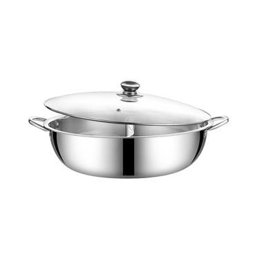 GROWTH TANK Double Flavor Hotpot ,Dual Sided Hot Pot with Divider, Stainless Steel Shabu Hot 32 cm