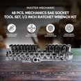 thumbnail image 3 of Master Mechanic 48 Piece SAE/Metric Socket Tool Set, 1/2 Inch Drive Ratchet Kit, 3 of 5