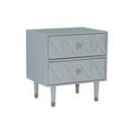 Table de chevet géométrique à deux tiroirs, gris