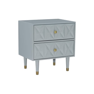 Geometric Two Drawer Nightstand, Grey