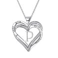 thumbnail image 1 of Jusqu'à 65 % de Rabais Collier Lettre en Forme de Cœur pour Femme Collier Pendentif en Forme de Cœur Plaqué Argent Bagues de Collier Boucle d'Oreille Bijoux en Liquidation, 1 of 1