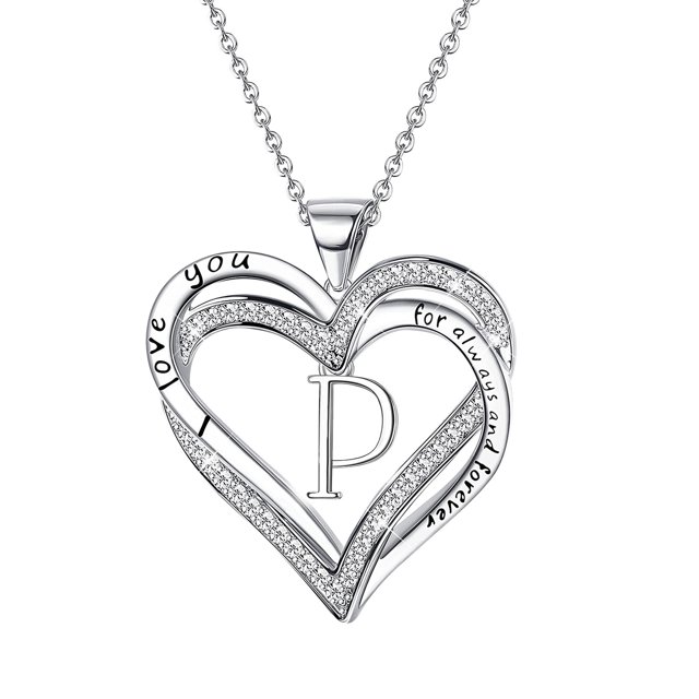 Jusqu'à 65 % de Rabais Collier Lettre en Forme de Cœur pour Femme Collier Pendentif en Forme de Cœur Plaqué Argent Bagues de Collier Boucle d'Oreille Bijoux en Liquidation