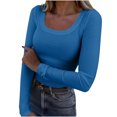 thumbnail image 1 of WRKEKC Blouse à Manches Longues pour Femmes, Couleur Unie, T-Shirt Décontracté à Col Rond pour Femmes, Tenue Quotidienne et de Bureau au Style Classique et Port Confortable, 1 of 7