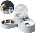 thumbnail image 1 of Cat Feeder Automatic Plastic Cat Waterer Food Feeder with Stainless Steel Bowl, 1 of 7