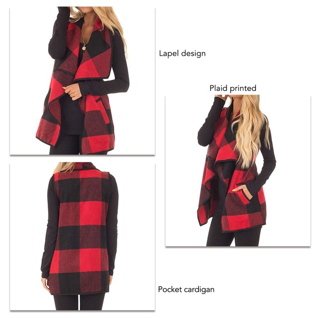 Cardigan Sans Manches, Polyester Peau Agréable à la Mode Confortable Imprimé Manteau Sans Manches pour les Femmes pour Parti Rouge, Pli
