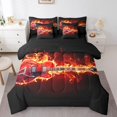 thumbnail image 1 of Electric Guitar Comforter Set - 7 Pieces Bed in a Bag Set,Music Stringed Instruments Full Bedding Set with All Season Quilt,Burning Orange Fire Flame Flat Sheet,Fitted Sheet,Pillowcases, 1 of 5