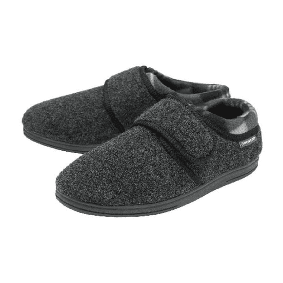 Refurbished Dunlop Velcro Slippers for Men, Charcoal, 11