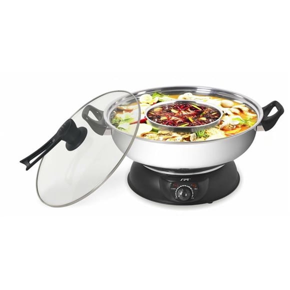 5 qt. Pot Électrique en Acier Inoxydable et Noir Shabu
