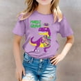 thumbnail image 2 of LUOGENLI T-Shirt pour Filles T-Shirt Décontracté Imprimé à Col Rond à Manches Courtes T-Shirt Chemise Décontractée Chemises pour Filles Tendance Mini Violet Pâle 12-13 Ans, 2 of 5