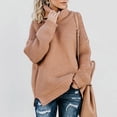 thumbnail image 1 of Aqestyerly Cardigans Tricotés pour Femmes Womenss Décontracté Couleur Unie Décontracté Ligne Épaisse Manches Longues Col Roulé Chandail HWRETIE, 1 of 7