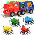 thumbnail image 2 of 5 In 1 Dinosaur Car Toy-Friction Power Carrier Truck With 4 Packs Small Pull Back Dino, 2 of 4