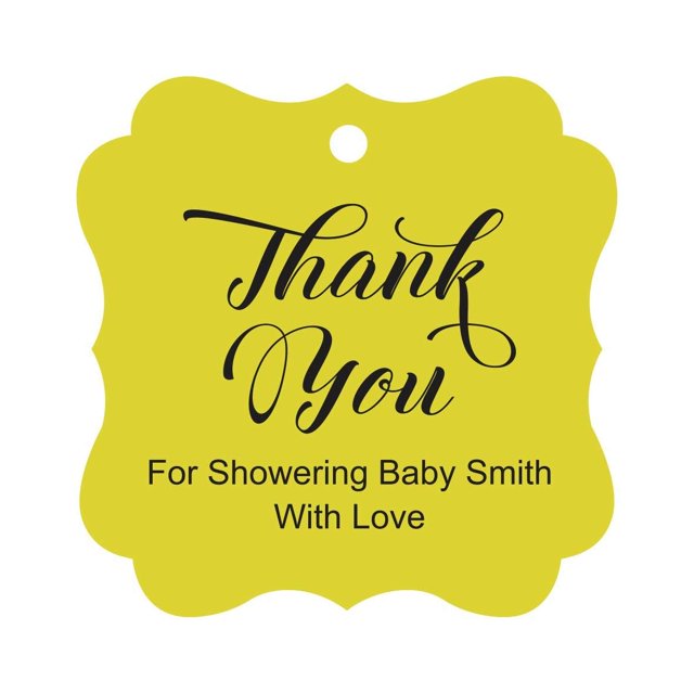 Darling Souvenir Baby Shower Thank you Favor Tags Custom Hang Gift Tags-Yellow-50 Tags