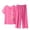 Hot Pink, variant on Women Plus Size Pajamas Two Piece Linen Sleepwear Set Short Sleeve Floral Wide Leg Pants Loose Vintage Pjs Pajama Sets Hot Pink, 4XL