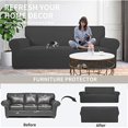 thumbnail image 3 of Stretch Sofa Slipcover Sofa Cover Furniture Protector Couch Soft with Elastic Bottom With Jacquard Fabric Small Checks Couch Covers, 3 of 7